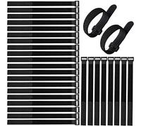 Aiqeer 30 Pezzi 30 X 2cm Fascette Cavi Riutilizzabile, Fascetta Cavi Nylon Regolabile, Hook e Loop Cavi Cinghia (Nero)