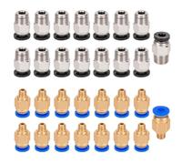 Aiqeer 30 Pezzi 3D Stampante Pneumatico Connettori Set (15 Pezzi PC4-M6 Pneumatico Rapido Raccordo e 15 Pezzi PC4-M10 Pneumatico Dritto Raccordo)