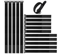 Aiqeer 30 Pezzi Set di Fascette Cavi Riutilizzabile, Fascetta Cavi Nylon Regolabile, Nero Hook e Loop Cavi Cinghia (20cm, 30cm, 40cm)