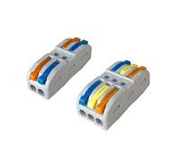 Aiqeer 30 Pezzi SPL-2 / SPL-3 Leva-Dado Cavo Connettore Kit, Bilaterale Conduttore Compatto Connettore, Morsettiera Connettore Molla, Morsettiera Cavo Connettore Rapido (Leva Multicolore)