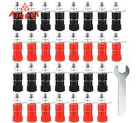 Aiqeer 4 mm Banana Presa Connettore e Morsettiera Adattatore, Speaker Binding Post Terminal, per Banana Spina (Nero, Rosso), 30 Pezzi