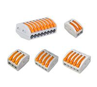 Aiqeer 40 Pezzi Leva-Dado Cavo Connettore Kit, Conduttore Compatto Connettore, Morsettiera Connettore Molla, Morsettiera Cavo Connettore Rapido (PCT-212, PCT-213, PCT-214, PCT-215, PCT-218)