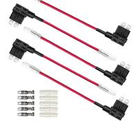 Aiqeer 5 Pezzi 12V / 24V Medio Add-a-Circuit Portafusibili, Adattatore Fusibili Auto con 16 AWG Cavo, Gratuito 15 Pezzi Fusibili a Lama Standard e Estrattore di Fusibili (Terminale di Testa)