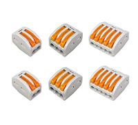 Aiqeer 50 Pezzi Leva-Dado Cavo Connettore Kit, Conduttore Compatto Connettore, Morsettiera Connettore Molla, Morsettiera Cavo Connettore Rapido (PCT-212, PCT-213, PCT-215)