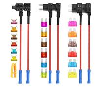 Aiqeer 6 Pezzi 12V / 24V Add-a-Circuit Portafusibili Set, Adattatore Fusibili Auto con 16 AWG Cavo, Gratuito 18 Pezzi Fusibili a Lama e Estrattore di Fusibili (Terminale a Crimpare)