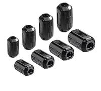 Aiqeer 8 Pezzi Clip-on Ferrite Anello Nucleo Set, Clip Cavo Soppressore Rumore EMI RFI, Filtro Anti-Interferenza Alta Frequenza (5 mm, 7 mm, 9 mm, 13 mm Diametro Interno)