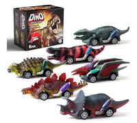 AIQI Dinosauro Macchinine Giocattoli per Bambini, 6 Pezzi Dinosauro Giocattolo Tirare Indietro Auto, Auto Pull Back con Dinosauri Giocattolo Regali per Ragazzi Ragazze di 3 4 5 6 7 8 Anni