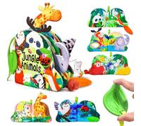 AIQI Libri di Stoffa Neonati 0-3 6 Mesi, Morbidi Animali Interattivi Libretto Tattile con Specchio, Libri in Tessuto Morbido Suono Cigolante e Stropicciato, Montessori Regali per Bambino Neonati