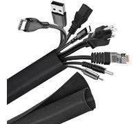 AiQInu 1.5M Raccogli Cavi Nero, Nylon Copri Cavi Elettrici, Nero Guaina Cavi, Nascondi Cavi per Ufficio Auto, Cable Management