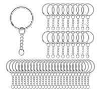 AiQInu 100 Pezzi 25mm Anelli Portachiavi con Catena Anelli per 100 PCS
