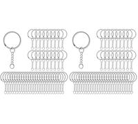 AiQInu 100 Pezzi 25mm Anelli Portachiavi con Catena, Anelli per Portachiavi con Catenella Split, Portachiavi Fai da Te per Porta Chiavi Mestieri Lavori di Bricolage - Argento (Confezione da 2)