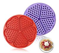 AiQInu 2 Pezzi Stampi a Cuore in Silicone per Airfryer, Stampo per Waffle e Muffin Antiaderente con 5 Cavità, Lavabile in Lavastoviglie