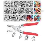 AiQInu 200 Kits ottoni Automatici a Pressione con Pinze, Set di Bottoni ad Anello in Metallo per l'artigianato DIY Vestiti per Bambini, Borse per Vestiti, Artigianato, Cucito 9,5 mm