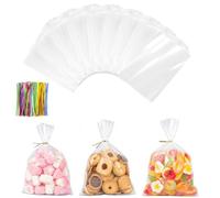 AiQInu 200 Pezzi Sacchetti Trasparenti con Lacci, 15 x 10 cm Piccoli Sacchetti Cellophane Pellicola Bustine Alimenti, Sacchetti Caramelle Biscotti OPP Sac Regalo per Feste Compleanno dei Bambini