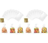 AiQInu 200 Pezzi Sacchetti Trasparenti con Lacci, 15 x 10 cm Piccoli Sacchetti Cellophane Pellicola Bustine Alimenti, Sacchetti Caramelle Biscotti OPP Sac Regalo per Feste Compleanno dei Bambini