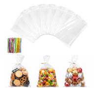 AiQInu 200 Pezzi Sacchetti Trasparenti con Lacci, 15 x 25 cm Piccoli Sacchetti Cellophane Pellicola Bustine Alimenti, Sacchetti Caramelle Biscotti OPP Sac Regalo per Feste Compleanno dei Bambini
