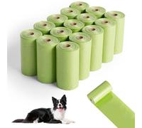 AiQInu 225 Pezzi Sacchetti Cane Cacca, Extra Spesso Sacchetti per Cani, Portatili Bustine Cane, Sacchetti per Escrementi di Cane, Forti e Prova di Perdite, 22 * 30cm (15 Rotoli, 15 per Rotolo)