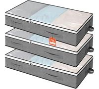 AiQInu 3 Pezzi Contenitori Sottoletto 75L, Organizer Sotto letto Con Finestra di Osservazione e Maniglia,Salvaspazio Pieghevole Organizzatore Armadio per Abbigliamento Coperte Piumoni
