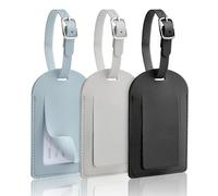 AiQInu 3 Pezzi Etichette per Valigie Aereo, Etichetta Valigia in PU, Targhetta Valigia con Nome e Indirizzo, Luggage Tag per Aereo Bagaglio Valigie Zaini