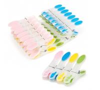 AiQInu 30 Pezzi Mollette per Bucato, Plastica Clothes Pegs con Silicone Antiscivolo, Molletta Multicolore Non Lascia Segni per Biancheria Intima Pantaloni T Shirts Calze