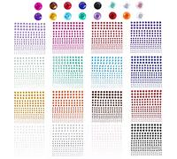AiQInu 3600PCS Brillantini Adesivi di Gemme, 16 Fogli 2/3/4/5/6MM Autoadesivi Strass di Cristallo, Brillantini Make Up Strass per Viso Corpo Occhi Nail per Festival Matrimoni e Decorazioni