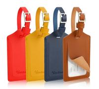 AiQInu 4 Pezzi Etichette per Valigie Aereo, Etichetta Valigia in PU, Targhetta Valigia con Nome e Indirizzo, Targhetta Valigia Aereo Luggage Tag per Borse, Valigie e Zaini