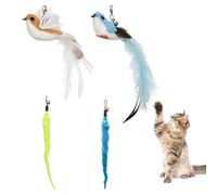 AiQInu 4 Pezzi Giochi per Gatti, Gioco Gatto Interattivo con Piume, Ricambio per Giocattolo per Gatti, Giocattolo Cannetta Bird per Gatto a Bacchetta
