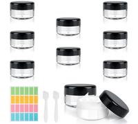 AiQInu 8 Pezzi Contenitori da Viaggio 30ml, Trasparenti per Creme, Vasetti Plastica Cosmetico con 6 Raschietto 24 Adesivi, Vuoti
