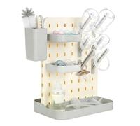 AiQInu Asciugabiberon con sapone incorporato, Scolabiberon verticale per biberon e tettarelle, Organizzatore per accessori e spazzole, Senza BPA, Grigio