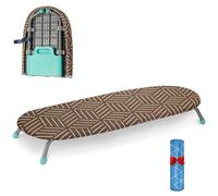 AiQInu Asse da Stiro Piccolo con Supporto Antiscivolo per Ferro da Stiro, Asse da Stiro da Tavolo Portatile con 2 Coperture Resistenti al Calore, per Viaggi e Uso Domestico