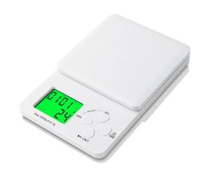 AiQInu Bilancia Cucina Digitale con Timer, 3kg/0.1g Bilancia di Precisione da Caffè, Bilancia da Cucina con Display LED, Bilancino Alimenti Magnetica Multifunzionale per Cucina