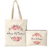 AiQInu Borsa di Tela 40x32cm,BorsasTote in Tela Borsa Shopper con Tasca Cotone Borsa Cosmetica, Tote Bag Cotone con Due Lunghi Manici