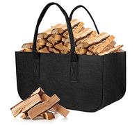 AiQInu Borsa in Feltro per Legna da Ardere Pieghevole Cesta Camino, 50x25x25cm Multifunzione Borsa Della Spesa Borsa di Stoccaggio Organizer per Caminetto Shopper Giornali Vestiti Giocattoli