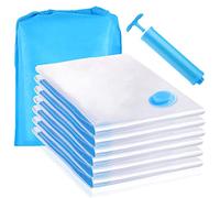 AiQInu Sacchetti Sottovuoto Vestiti, Buste Sottovuoto Vestiti Riutilizzabili Confezione da 6 con Pompa a Mano,Sacchetti Salvaspazio Sottovuoto per Contenere Piumoni,Vestiti, Lenzuola e Coperte