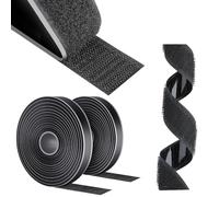 AiQInu Feltro Adesivo Forte Biadesivo, Sistema Di Fissaggio Hook & Loop, Nastro Adesivo A Strappo Per Tessuto DIY, 10m x 16mm, Nero, Classico, Nylon