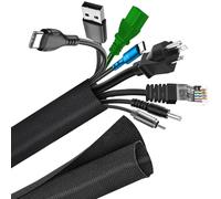 AiQInu Guaina Cavi Elettrici 25mm-1.5m Nero, Raccogli Cavi Copricavo Self-Closing Per Ufficio Casa Auto, Proteggi Il Cane Gatto Dai Cordoni Da Masticare