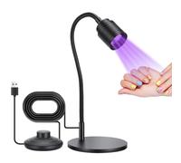 AiQInu Lampada UV per Unghie, Lampada LED Manicure Mini Nera, Portatile con Collo Flessibile a Cigno & Interruttore a Pedale, 3M Cavo, USB