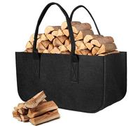 AiQInu Legno per Legna da Ardere Con Maniglie, 50x25x25cm Borsa in Feltro per Legna da Ardere Pieghevole Cesta Camino di Stoccaggio Organizer per Caminetto Shopper Giornali Vestiti