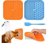 AiQInu Lick Mat per Cani con Ventosa,2 Pezzi Tappetino per Leccare Cane senza BPA Alimentatore Lento con 1 Spatola in Silicone,Ventose Extra forti per il Bagno,Toelettatura,Addestramento e Curarlo
