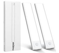 AiQInu Luce Armadio 66 LED con Sensore Movimento, USB Ricaricabile Led Sottopensile,20cm Dimmerabile Lampada Armadio con Striscia Magnetica Adesiva per Cucina, Scale, Corridoi