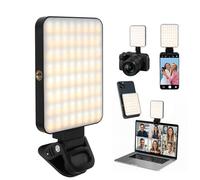 AiQInu Luce Selfie Portatile Con Clip Per Telefono, 128 Led 3 Modalità Di Luce Video, Flash Luce Per Telefono 2000mah Ricaricabile, Cri 95+, Luce Per Foto, Per Iphone, Ipad, Laptop,Fotocamera