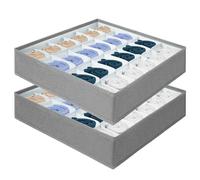 AiQInu Organizer Cassetti Set di 2，Organizzatore Pieghevoli 24 Celle Porta Calzini Biancheria, Biancheria Intima, Calze, Cravatte e Sciarpe