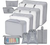 AiQInu Organizer Valigia 10 Pezzi Set, Packing Cube Set Viaggio Organizer Salvaspazio per Vestiti,Scarpe,Intimo,Prodotti Cosmetici