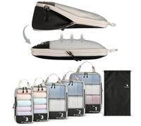 AiQInu Organizer Valigia 6 Pezzi Set, Compressione Packing Cube Salvaspazio Espandibile Ultraleggero Viaggio Organizer per i Vestiti,Scarpe,Intimo Set da Viaggio per Zaini o Bagagli a Mano