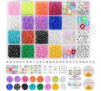 AiQInu Perline Per Braccialetti, Perline Con Lettere, Kit Di Perline Per La Creazione Di Bracciali e Gioielli Fai Da Te, Ciondoli Per Bambini Adulti, Set Braccialetti Bambina Fai Da Te