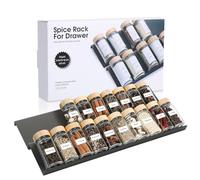 AiQInu Porta Spezie da Cassetto 4 Pezzi, Portaspezie Estensibile da 23cm a 46cm, Organizer per Cassetti per Spezie, Organizer Spezie Cucina, per Cucina, Piano di Lavoro, Armadio, Mensola