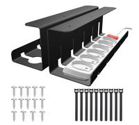 AiQInu RaccogliScrivania Set Da 2, SottoScrivania Nero, Canalina Passacavi - Porta Cavi