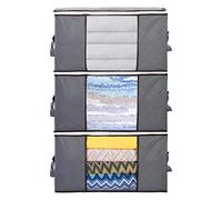 AiQInu Scatole per Vestiti Salvaspazio, 3PCS 90L Pieghevole Custodia per Trapunte e Coperte con Manico Rinforzato, per Biancheria da Letto, 60x44x35CM