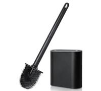 AiQInu Scopino wc, Scopino bagno wc in silicone per la pulizia profonda con manico lungo in plastica, Scopettino bagno a muro con base per le fessure di ventilazione per il bagno