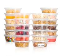 AiQInu Set di 24 Contenitori per Alimenti Riutilizzabili, 8 Oz (237 ml) con Coperchio, Ermetici, per Congelatore e Microonde, Senza BPA, per Meal Prep, Conservazione dei Cibi